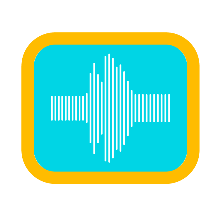 Audio player icon showing a stylized node graphic with abstract shapes in blue and white on a dark background